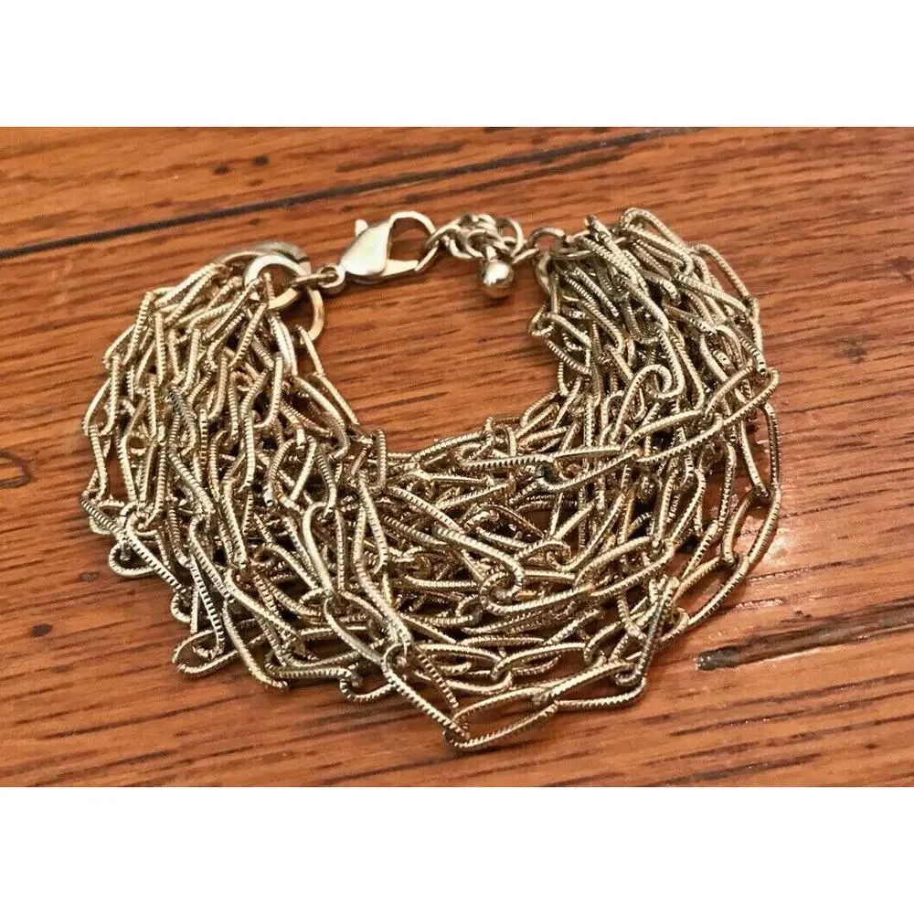 Multi-Strand Gold-Tone Link Adjustable 6'-7 1/2